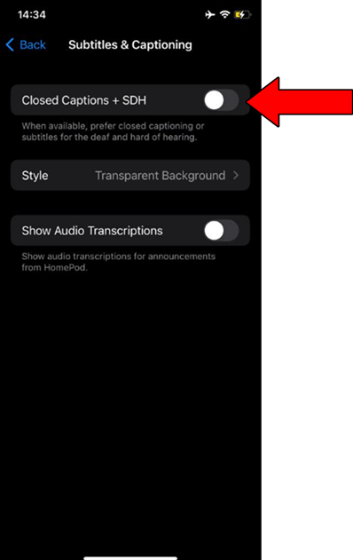 Red Arrow Pointing Closed Captions And SDH 