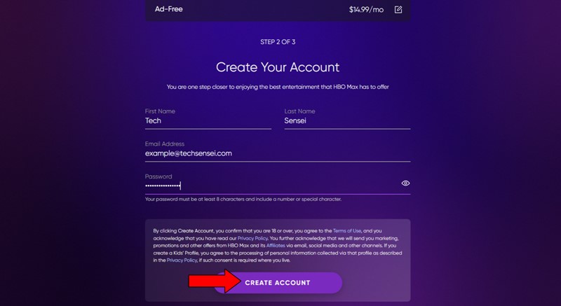 Select Create Account On Hbo Max 