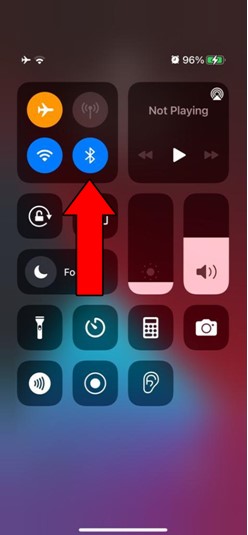 Red Arrow Pointing Bluetooth ON/OFF Button
