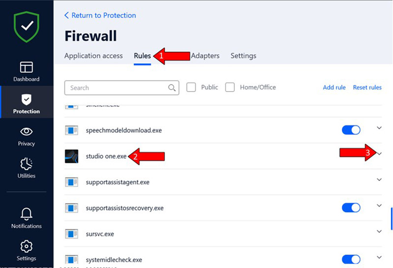 Firewall Rules Studio One