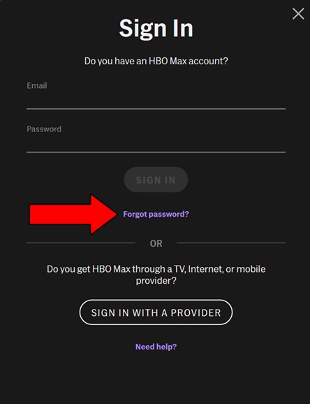 Hbo Max Sing In Menu Forgot Password Option