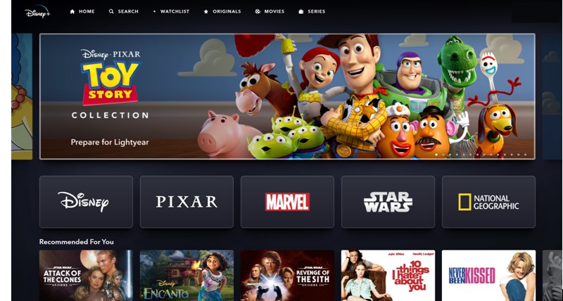 Disney Plus Main Menu Select Movie