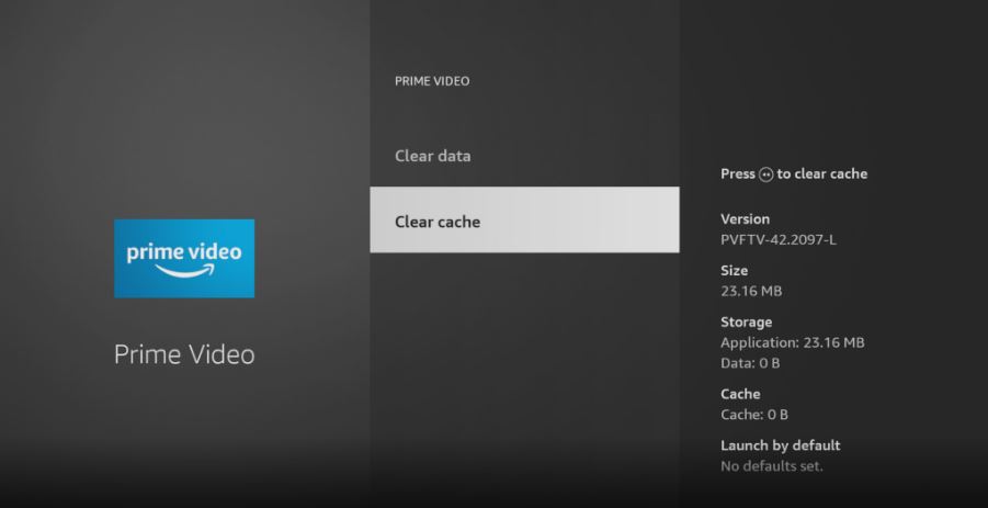 Clear cache of Amazon Prime on Amazon Fire Stick