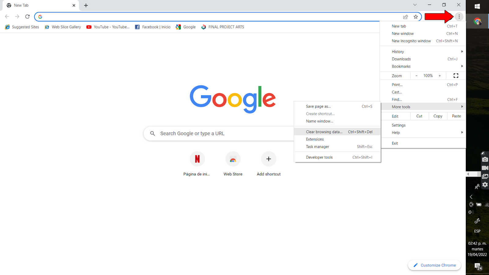How to clear browsing data on Google Chrome