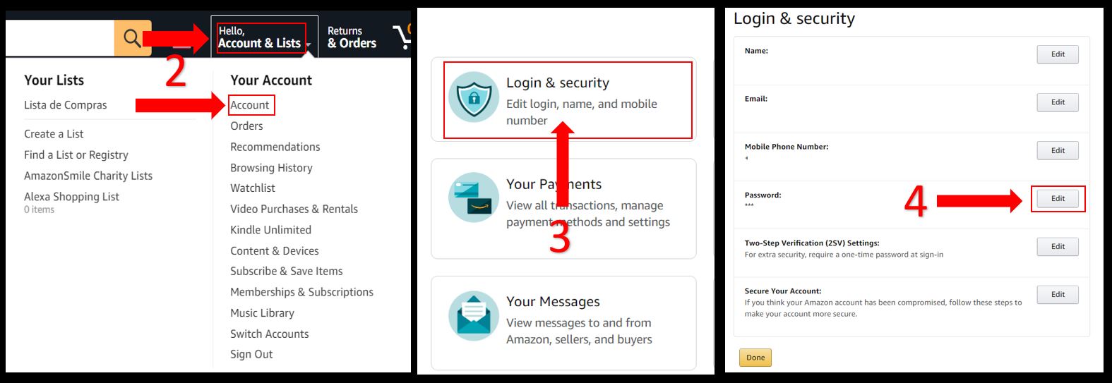 Change your password on Amazon