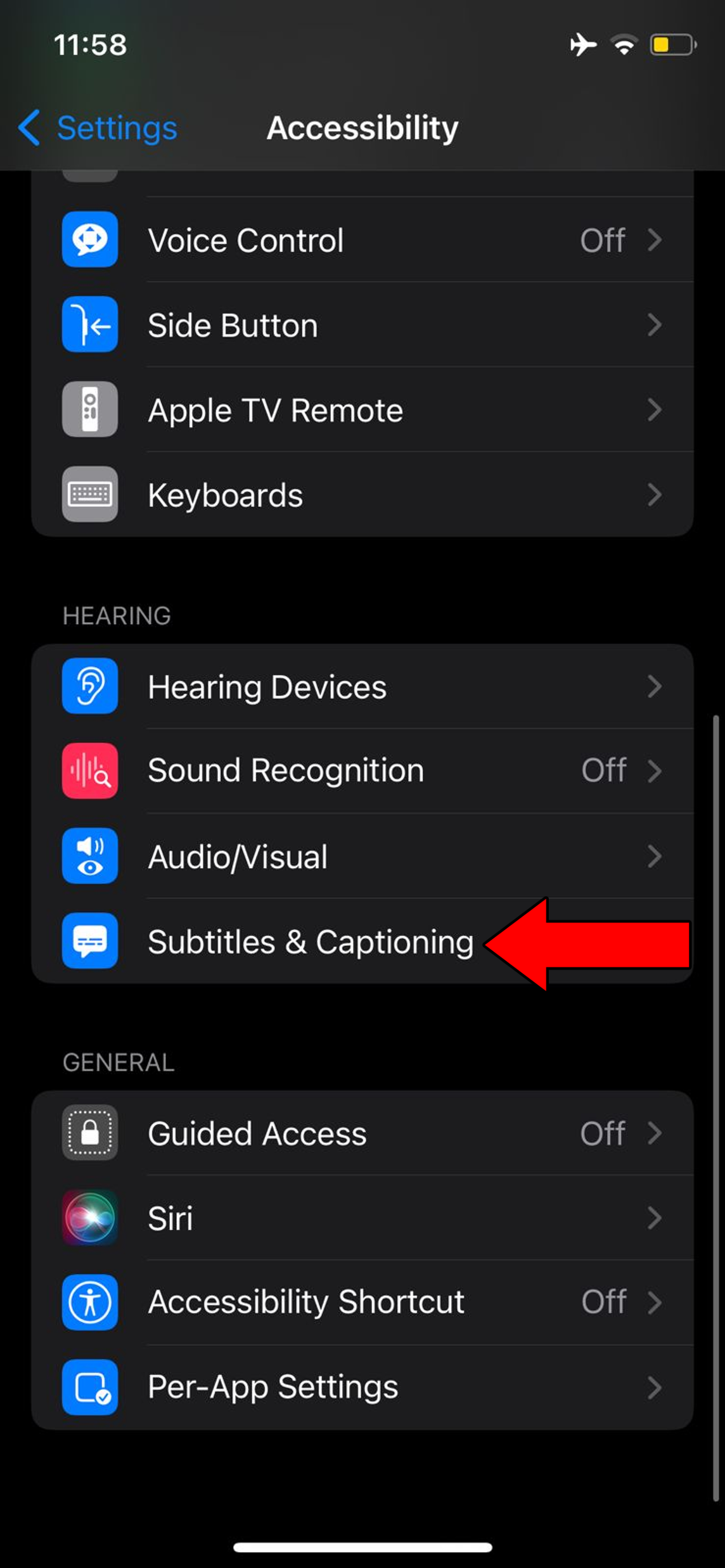 Changing Subtitles & Captioning settings on iOS