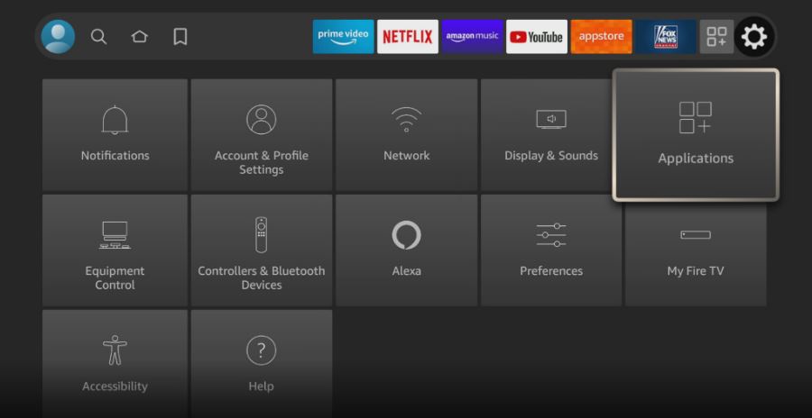 Open Applications Menu on Amazon Fire Stick