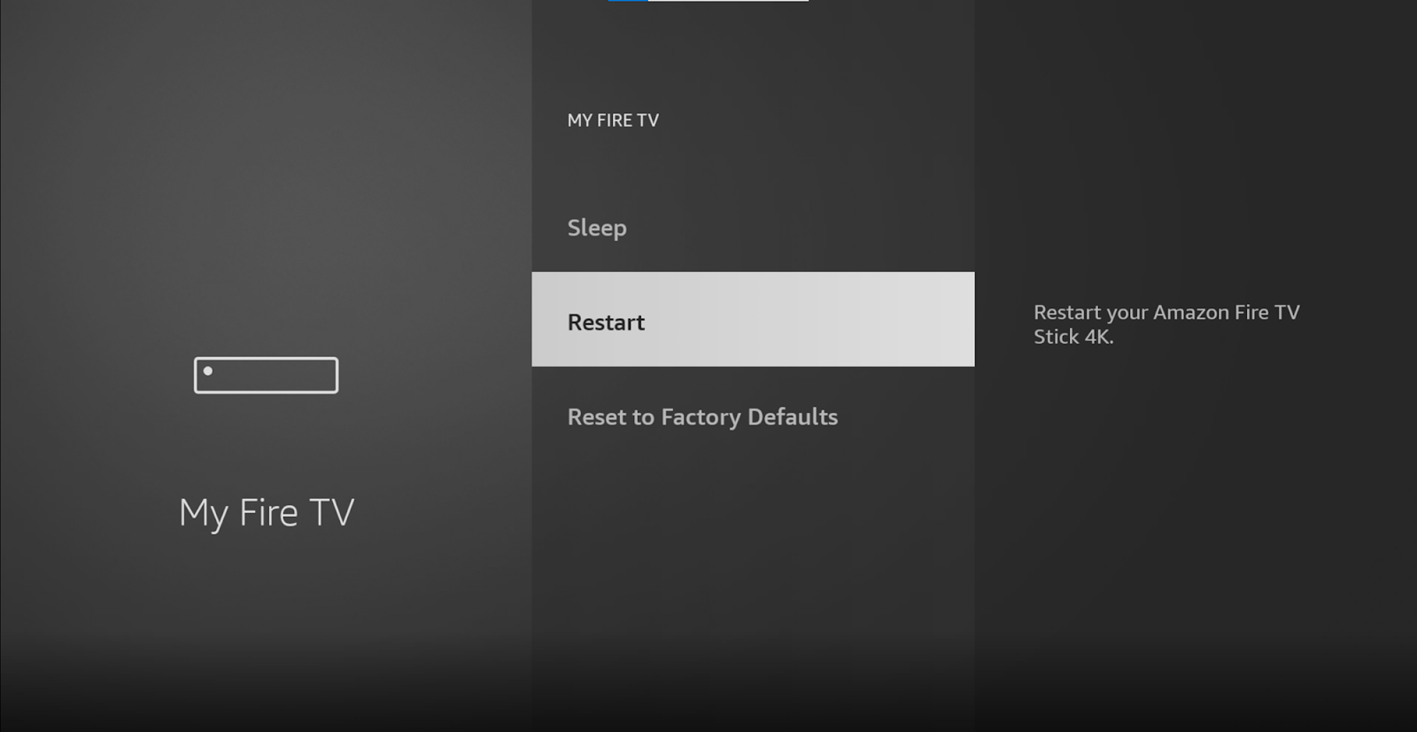 How to restart Amazon Firestick