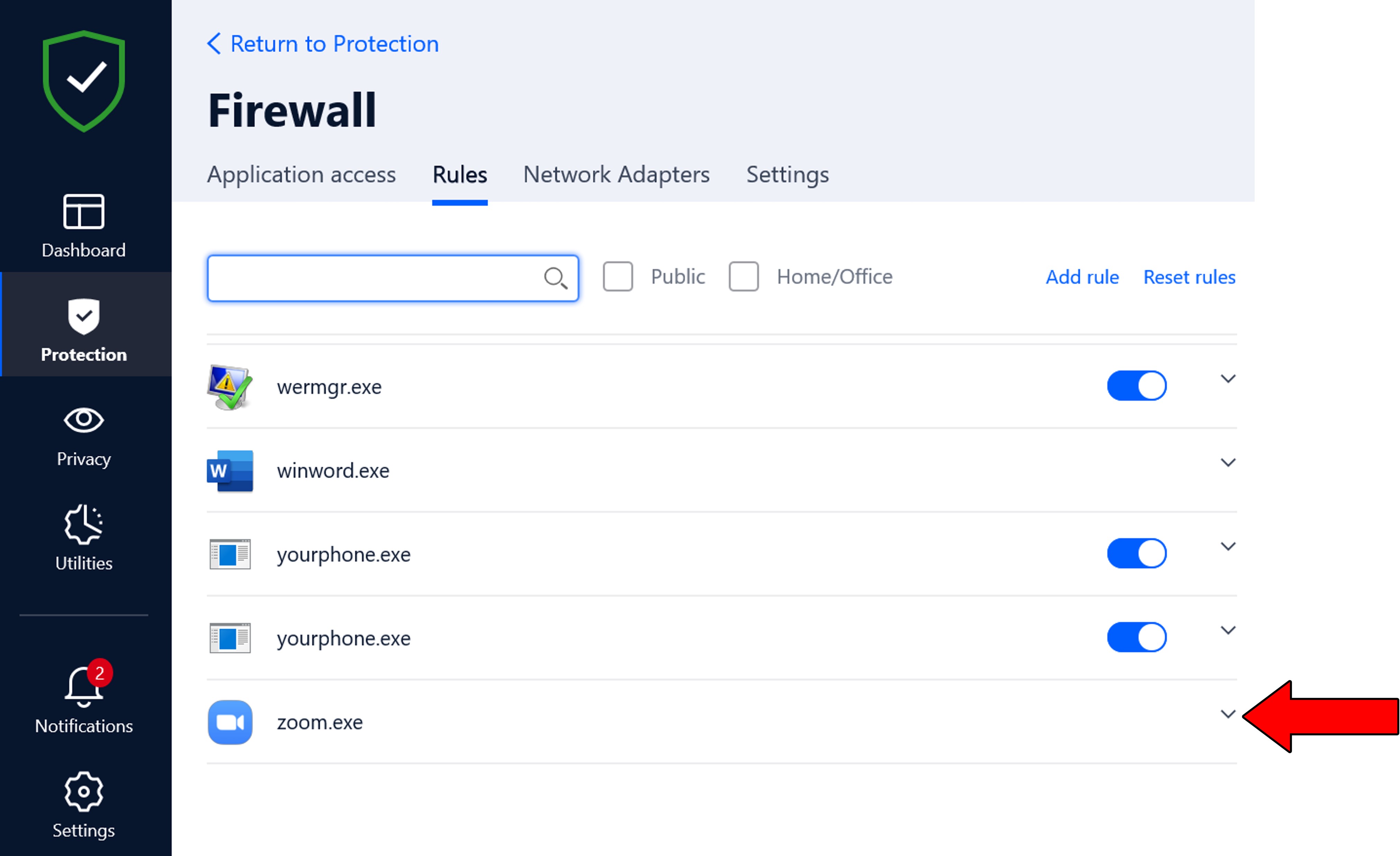 How to add rule exception for Zoom on Bitdefender