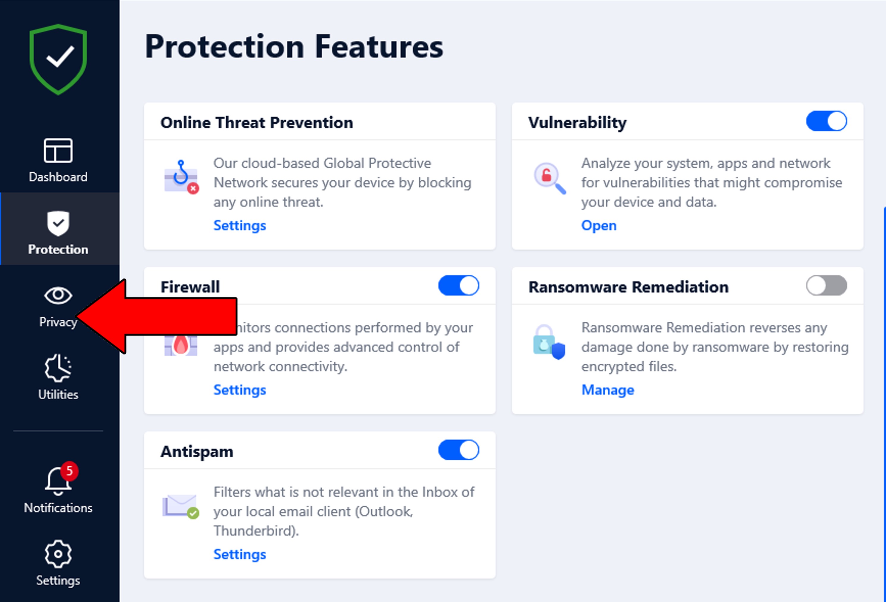 How to edit privacy settings on Bitdefender