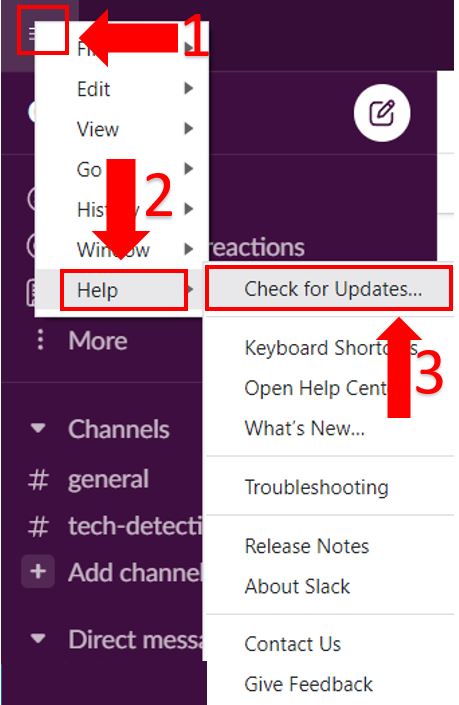 How to check for updates in the Windows 10 Slack App