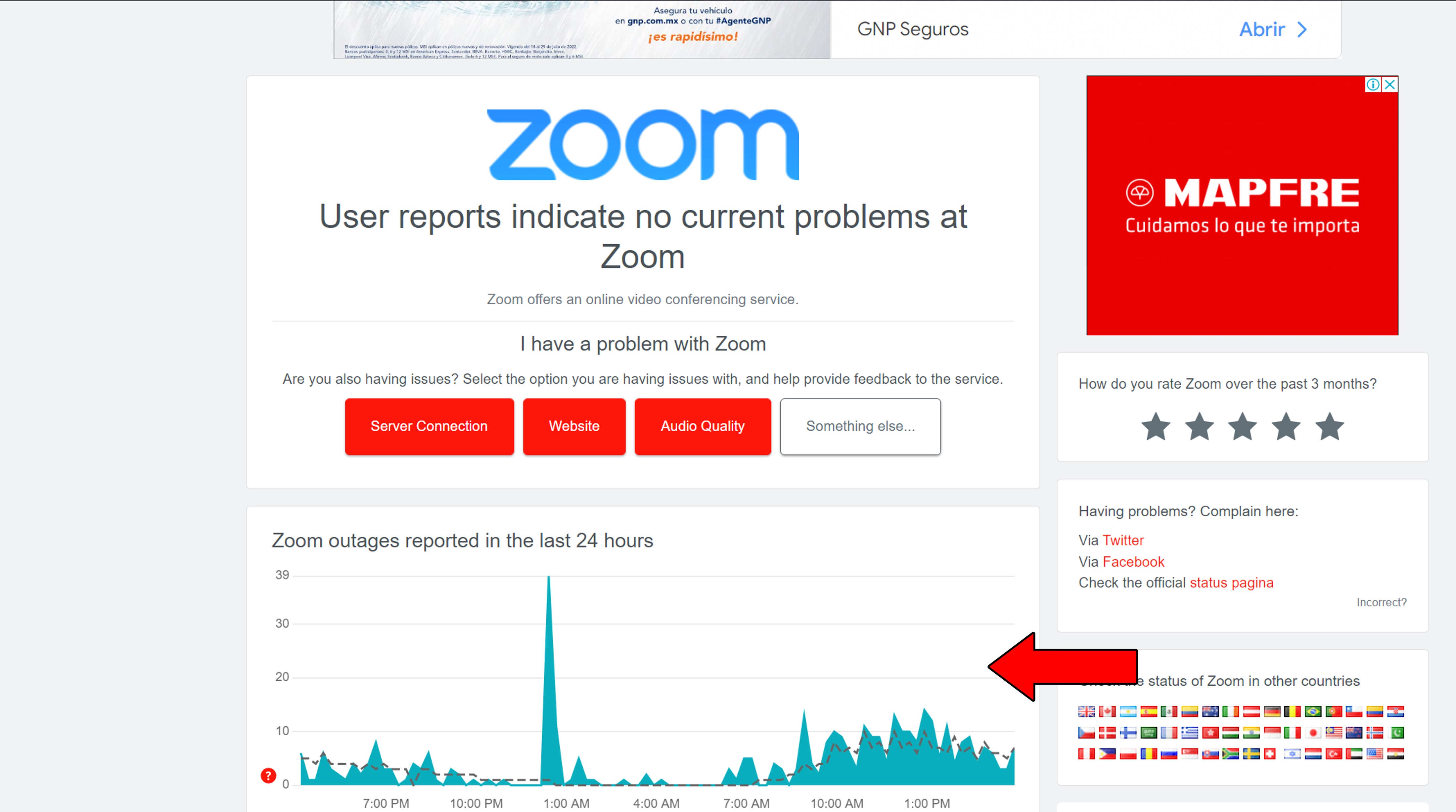 How to read Downdetector's user reports graph