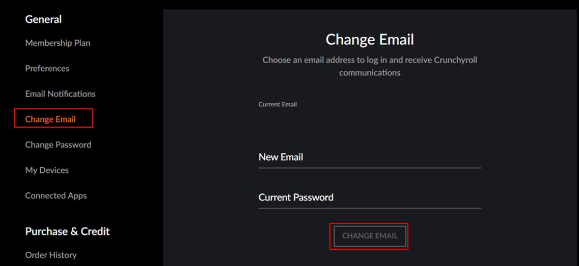 How to change your email on Crunchyroll.