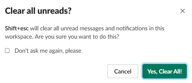 Clear all unread messages on Slack