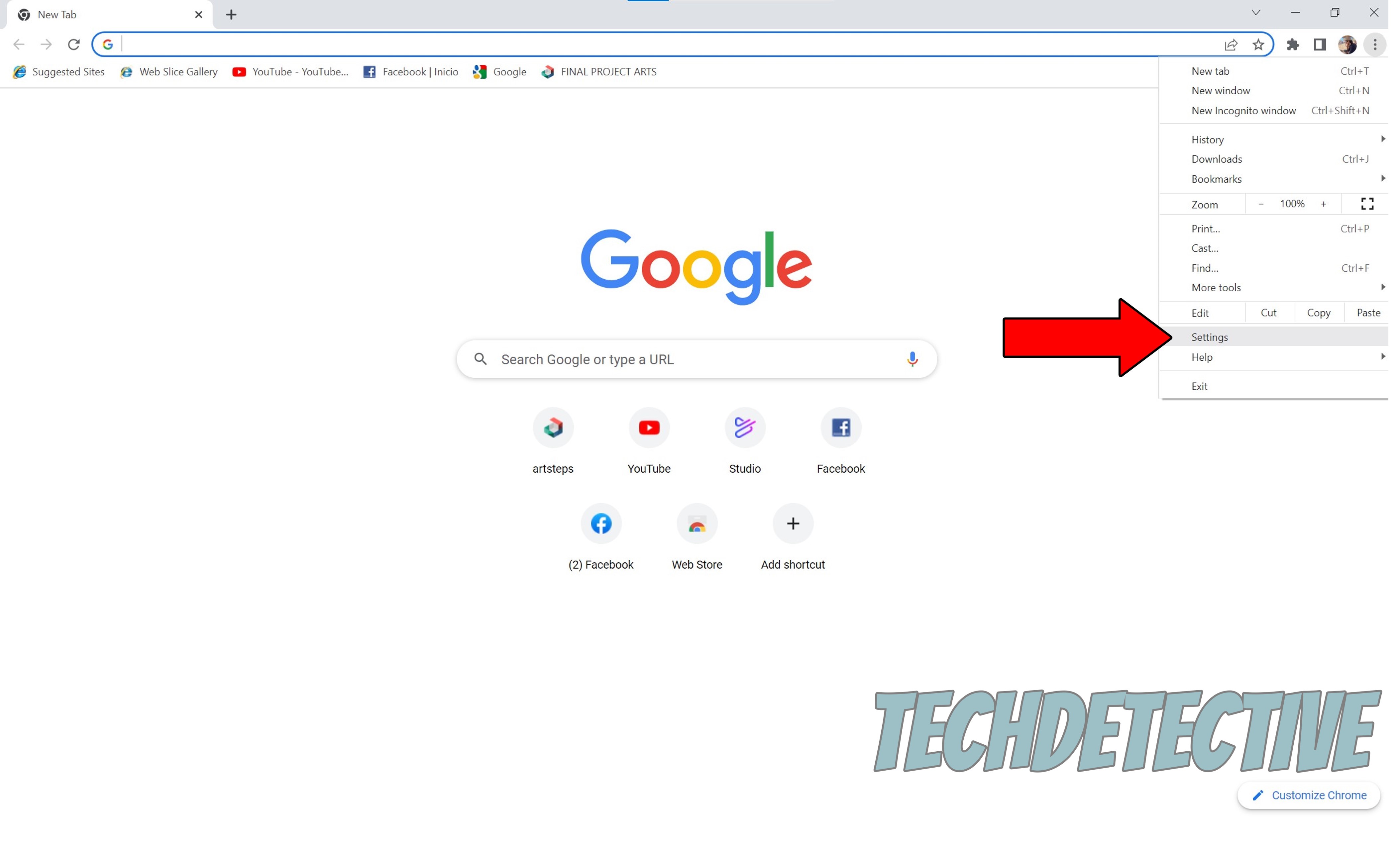 How to access Google Chrome's settings