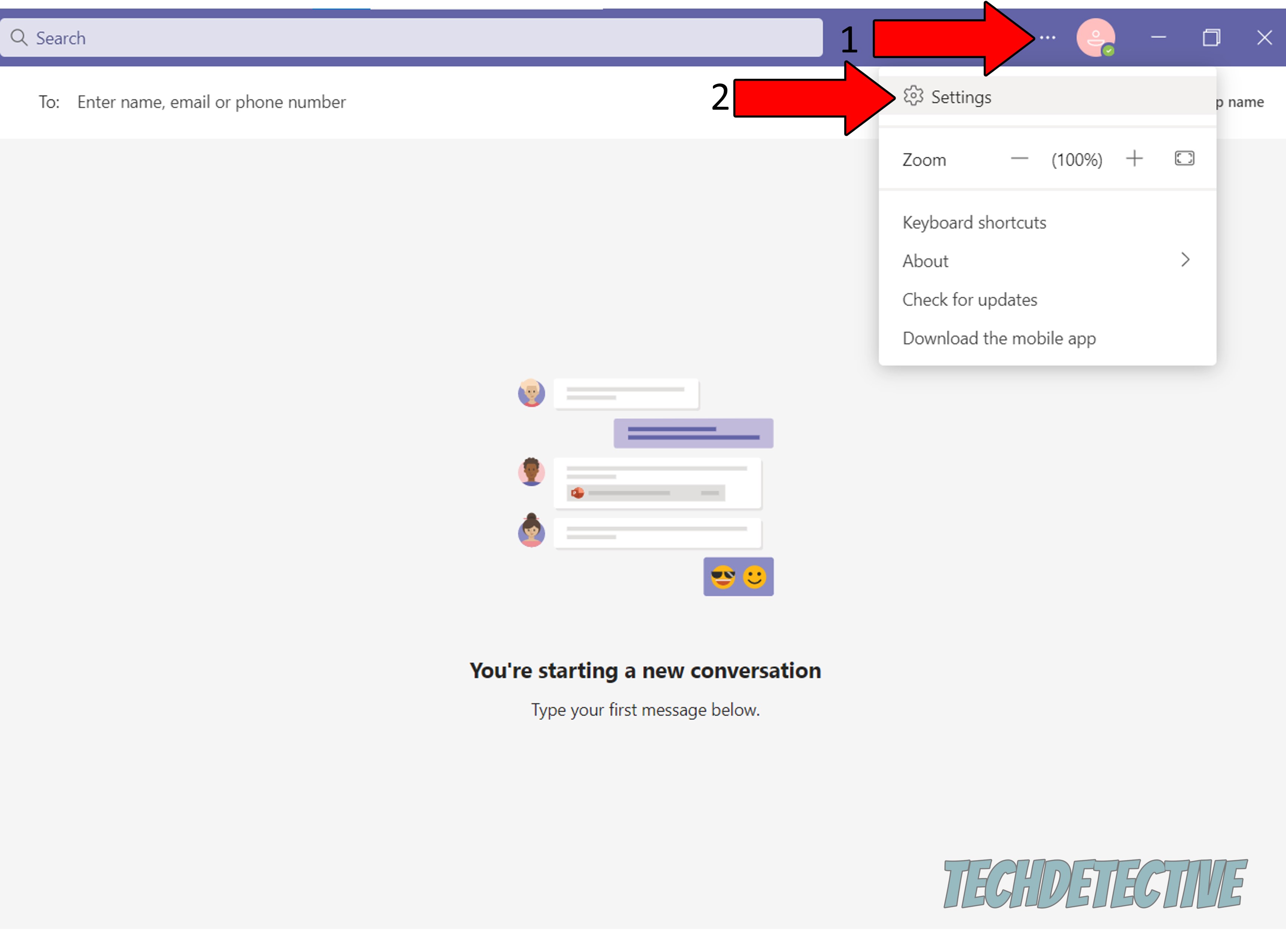 How to access Settings in Microsoft Teams