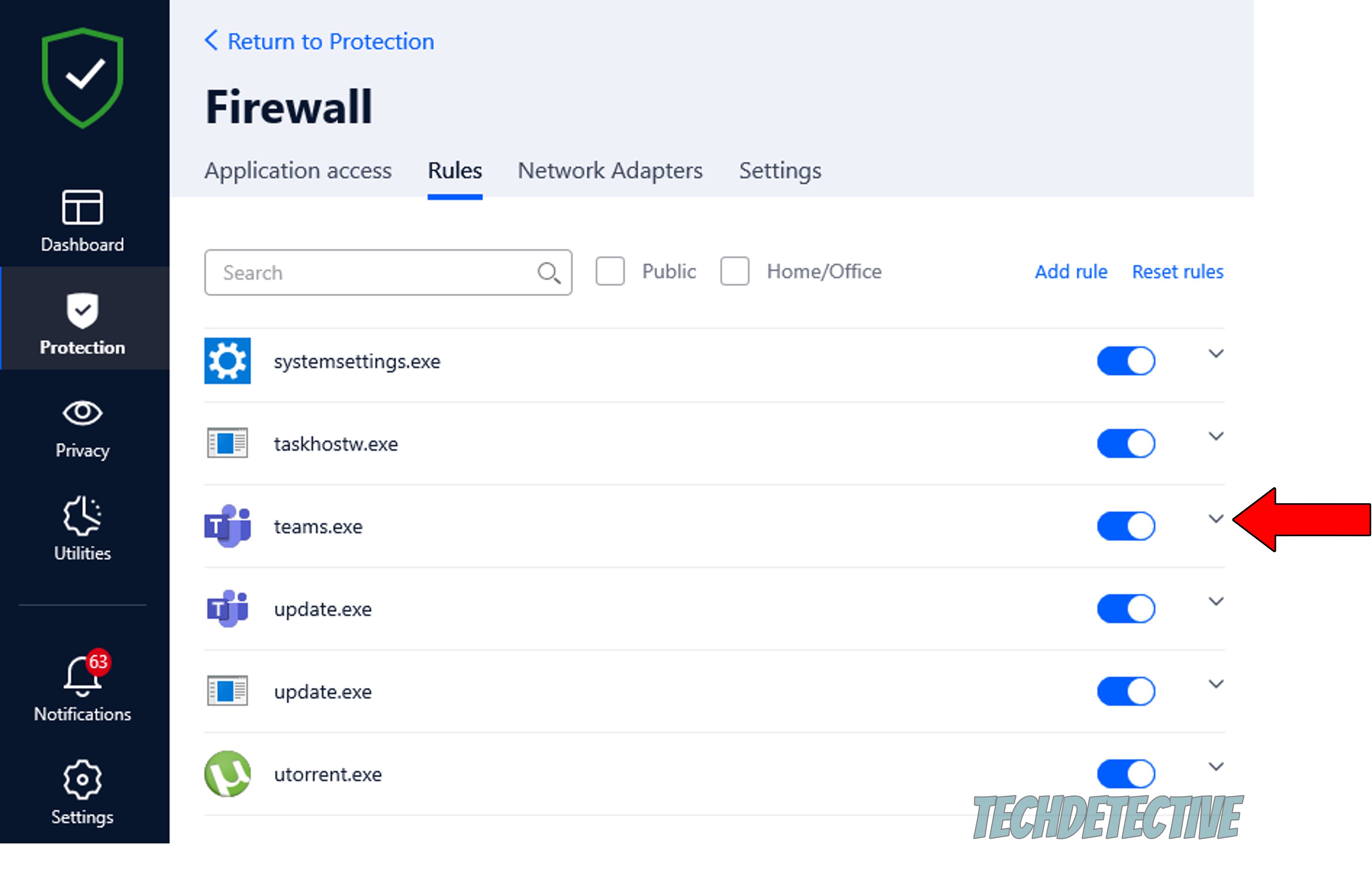 How to add rule exception for Teams on Bitdefender