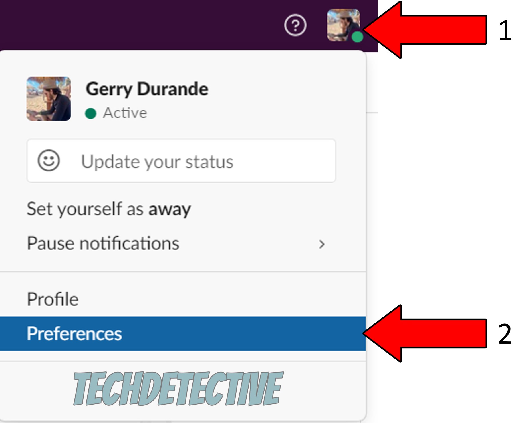 How to open preferences in Slack