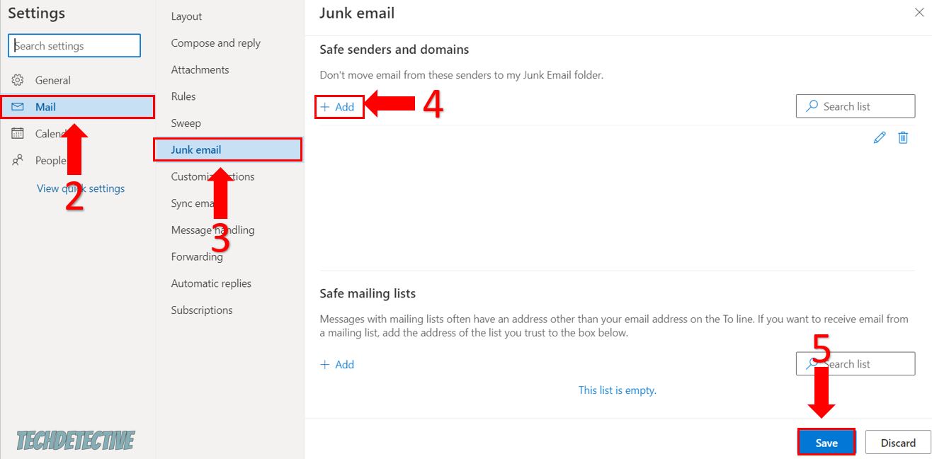 Edit your safe senders and domains list on Outlook.