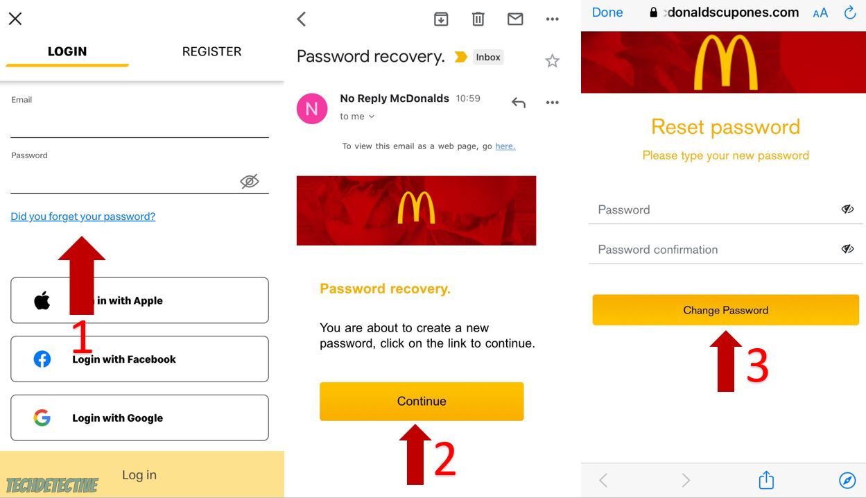 How to change your password on the McDonald's app