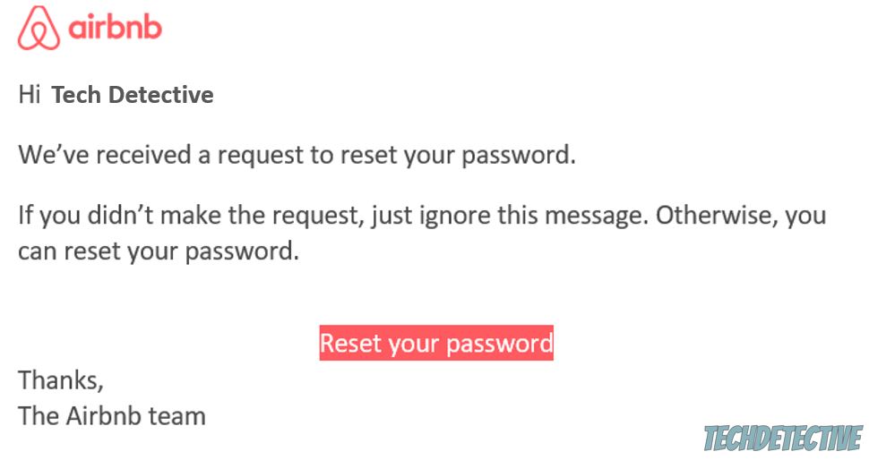 Reset password on Airbnb