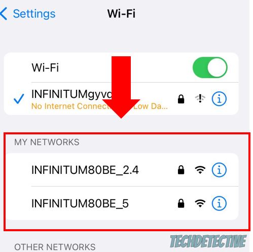 Connect to a different Wi-Fi network