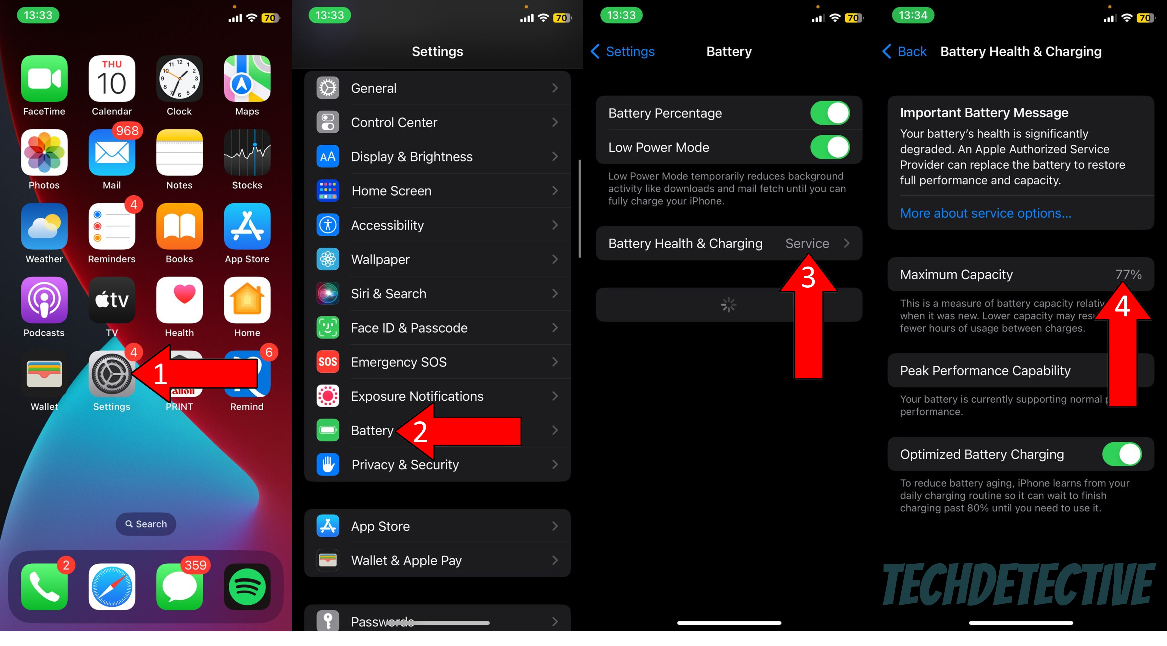 How to check battery health percentage on iOS