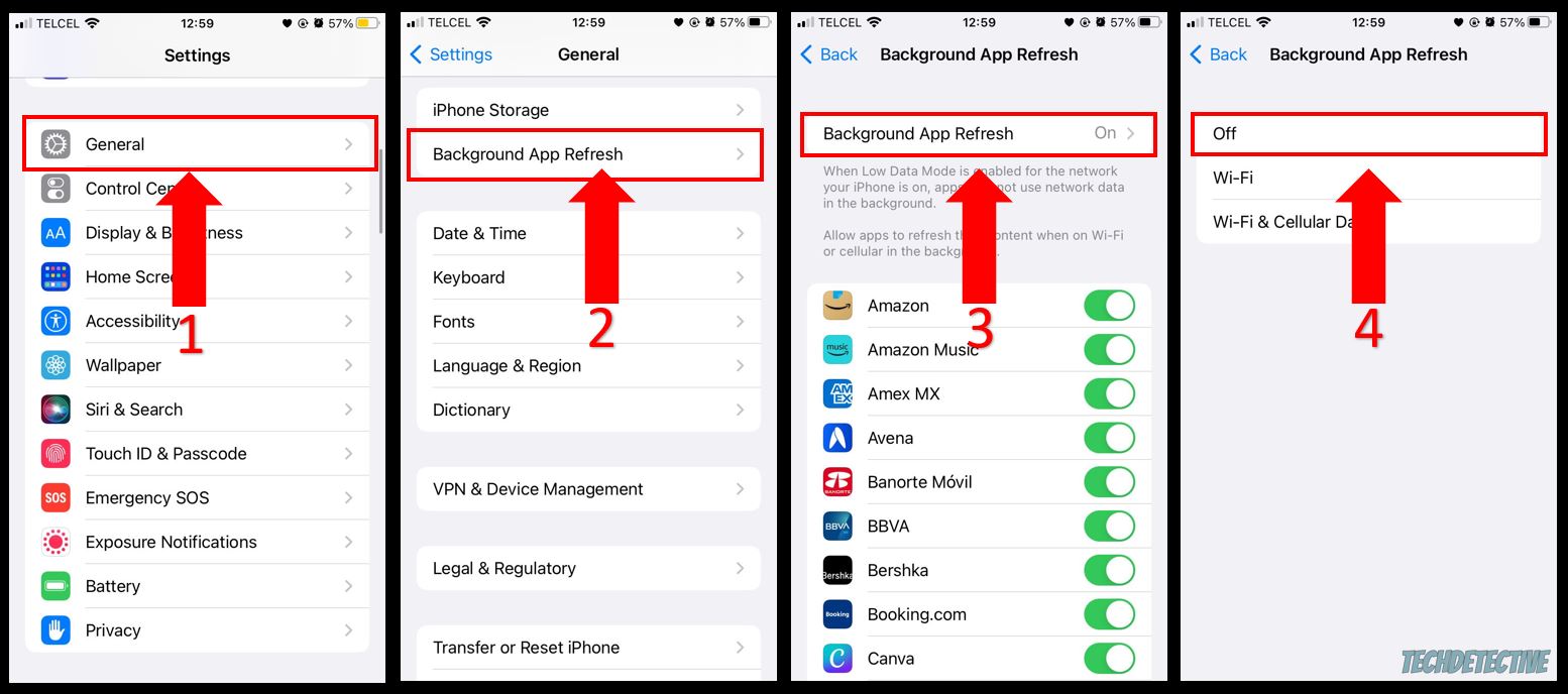 Disable the App Background Refresh feature on iPhone