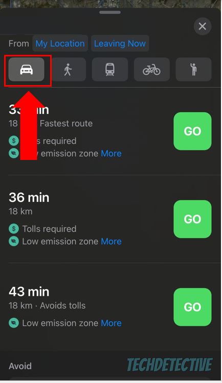 Enable driving mode on Apple Maps