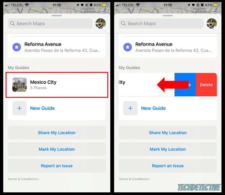 How to delete guides in Apple Maps