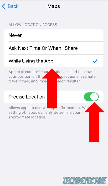 Enable your precise location on Apple Maps