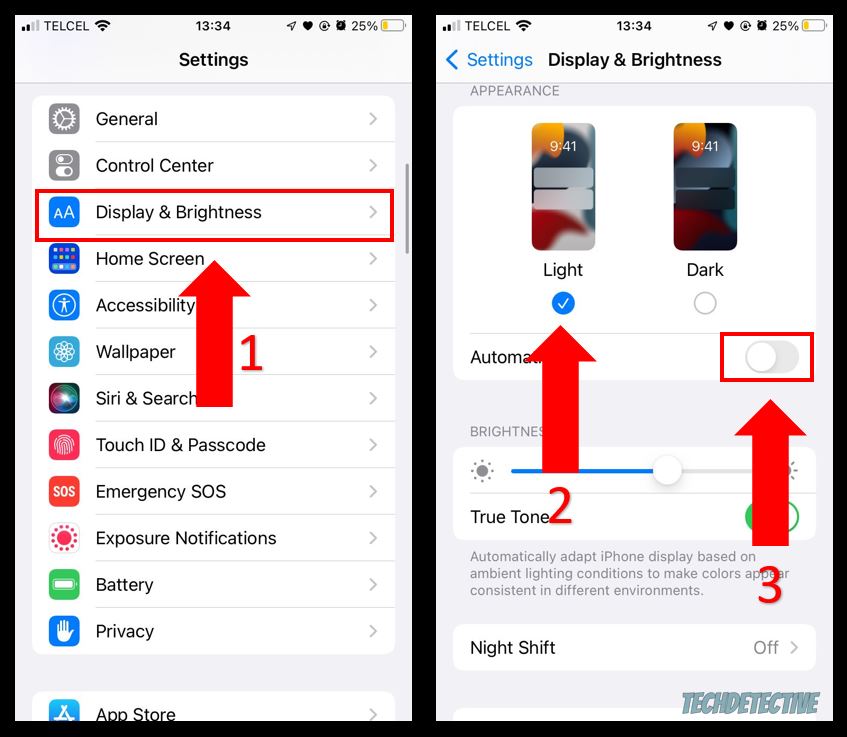 Turn on light mode on iOS devices