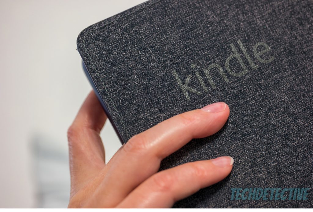 An Amazon Kindle it its case