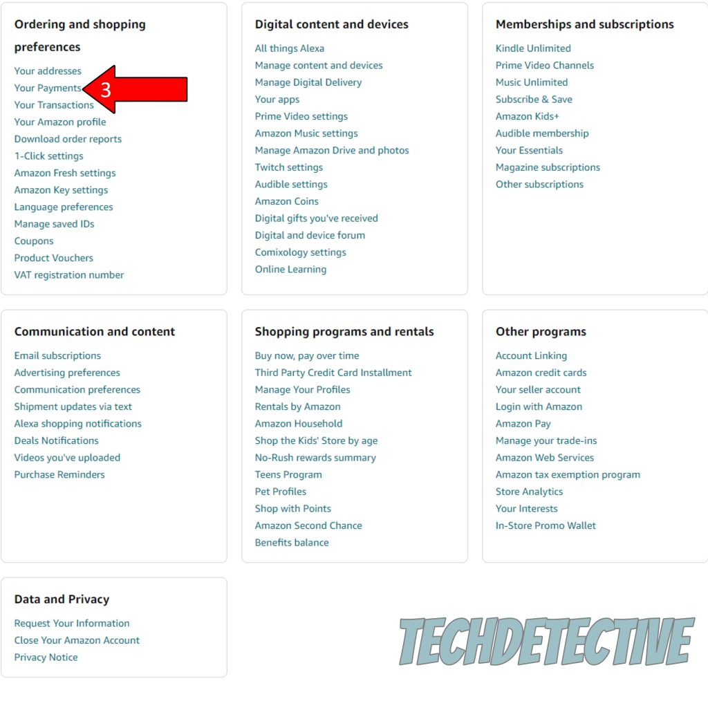 How to access payment methods on Amazon