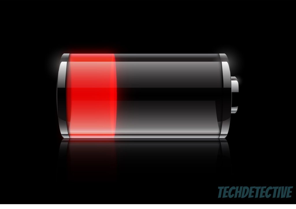 A low battery icon in red