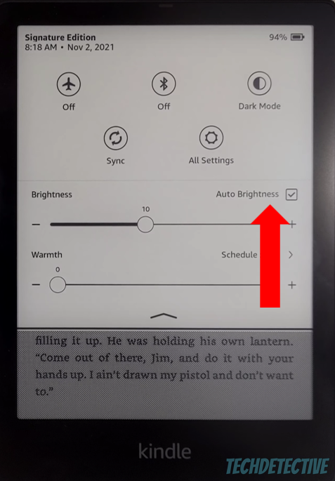Disable Auto-Brightness feature on Kindle