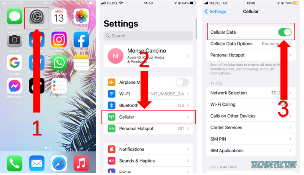 How to turn on cellular data on an iPhone
